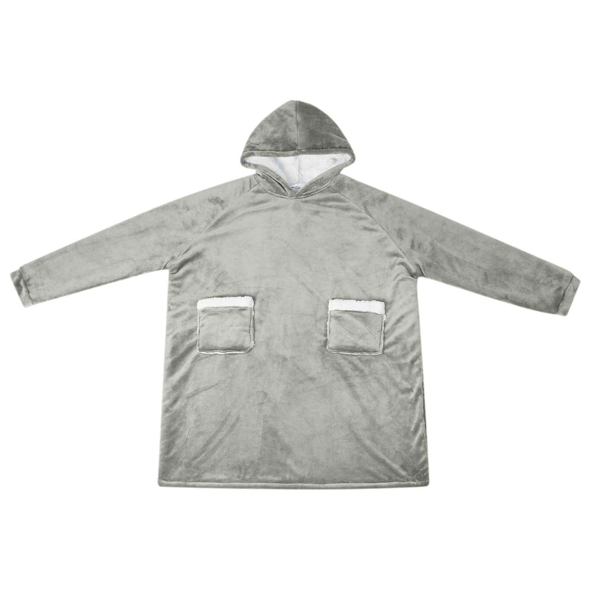 Vidaxl deken hoodie grijs m fleece en flanel