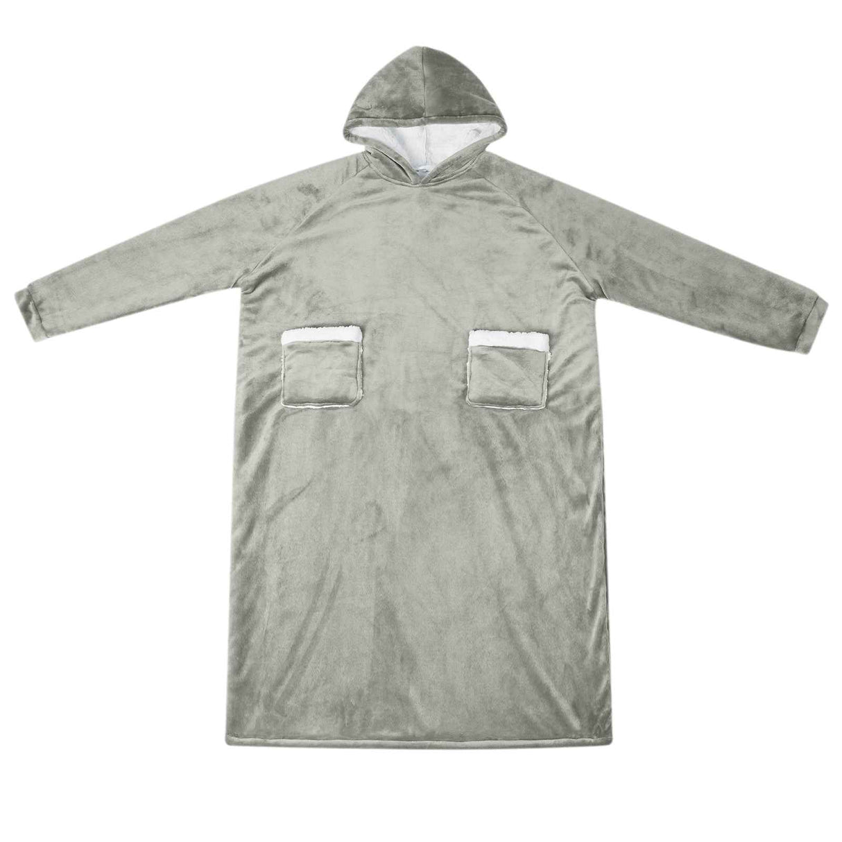 Vidaxl deken hoodie grijs l fleece en flanel