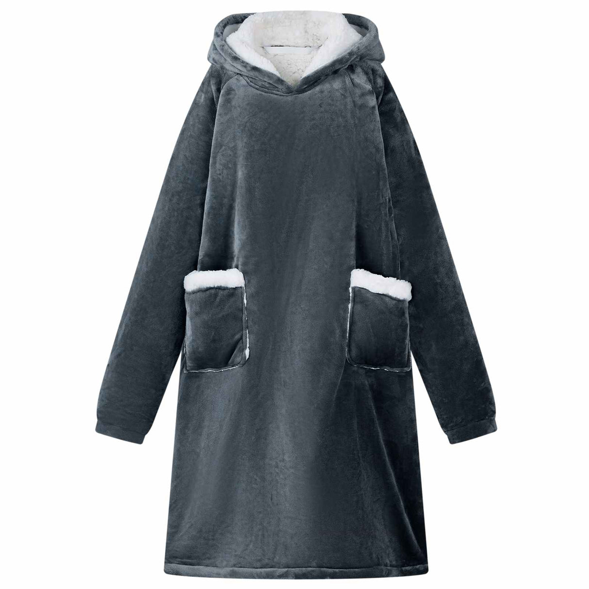 Vidaxl deken hoodie marineblauw l fleece en flanel