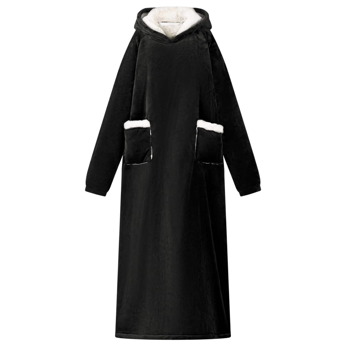 Vidaxl deken hoodie zwart l fleece en flanel