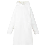 Vidaxl deken hoodie wit m fleece en flanel