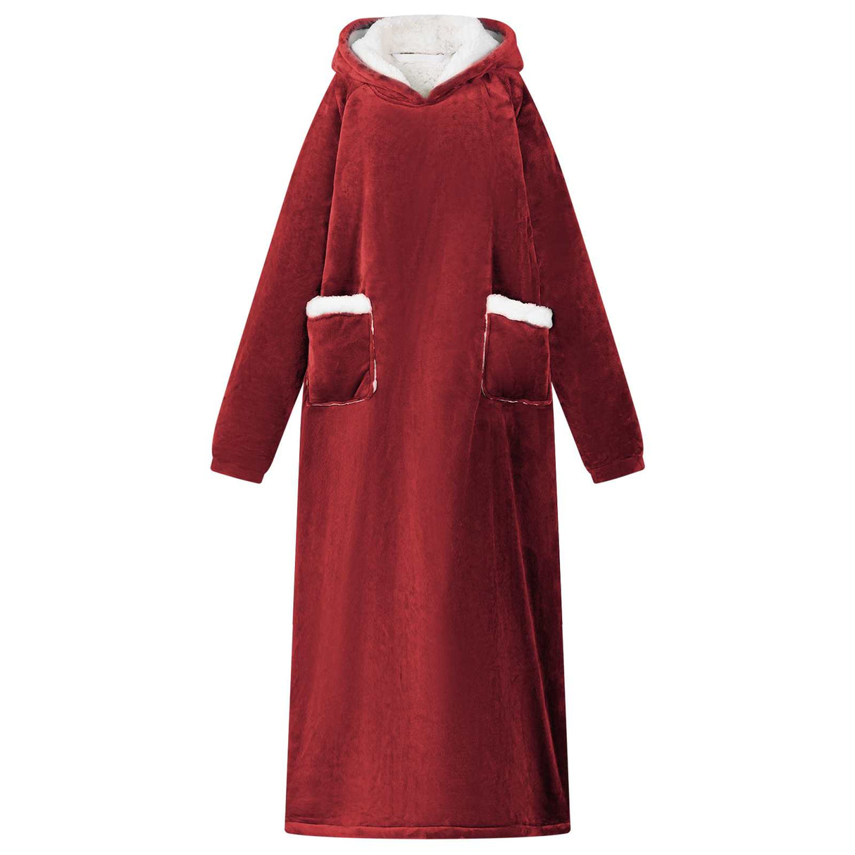 Vidaxl deken hoodie bordeaux rood m fleece en flanel