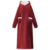 Vidaxl deken hoodie bordeaux rood m fleece en flanel
