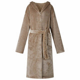 Vidaxl badjas hoodie kameel s flanel