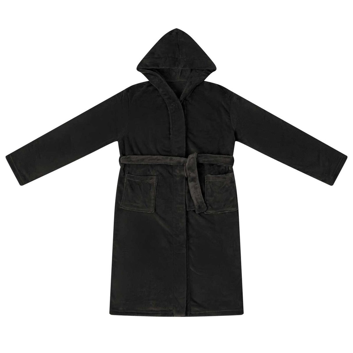 Vidaxl badjas hoodie zwart m flanel