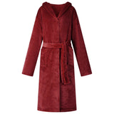 Vidaxl badjas hoodie bordeaux rood m flanel