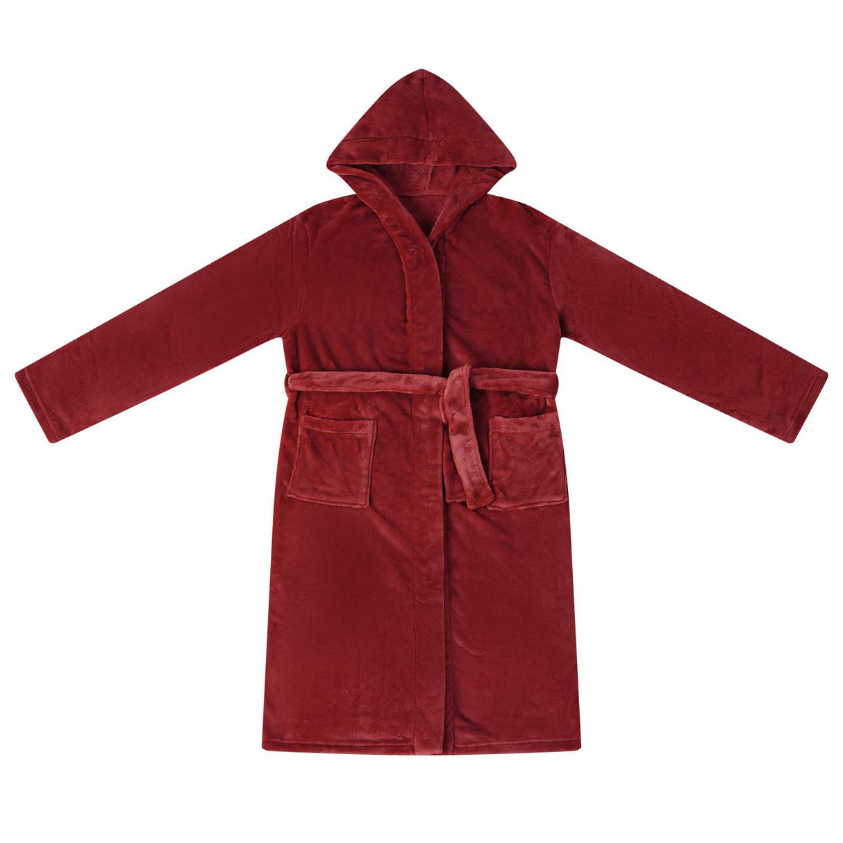 Vidaxl badjas hoodie bordeaux rood m flanel