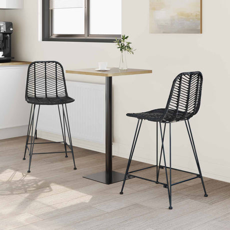 Vidaxl barkruk 2 st zwart 44,5 x 54,5 x 97,5 cm riet en ijzer