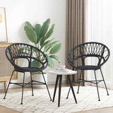 Vidaxl eetkamerstoel 2 st riet en ijzer zwart 54 x 65 x 82 cm