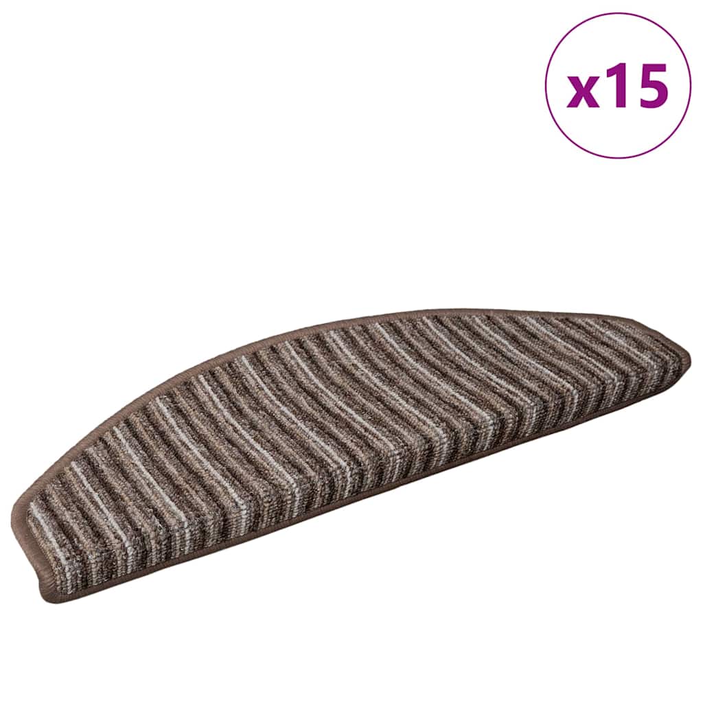 Vidaxl zelfklevende trapmatten 15 pcs bruin 65 x 21 x 4 cm