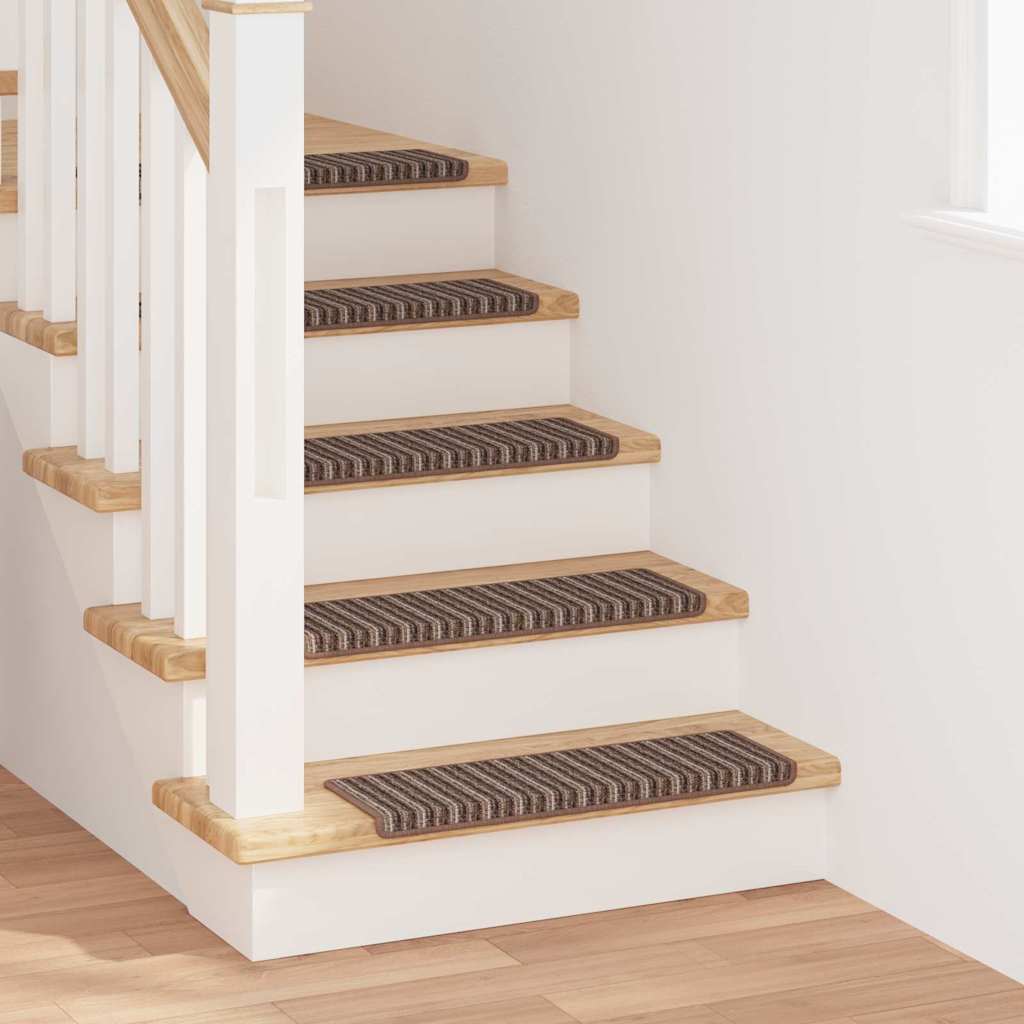 Vidaxl zelfklevende trapmatten gestreept 15 pcs bruin 65 x 21 x 4 cm