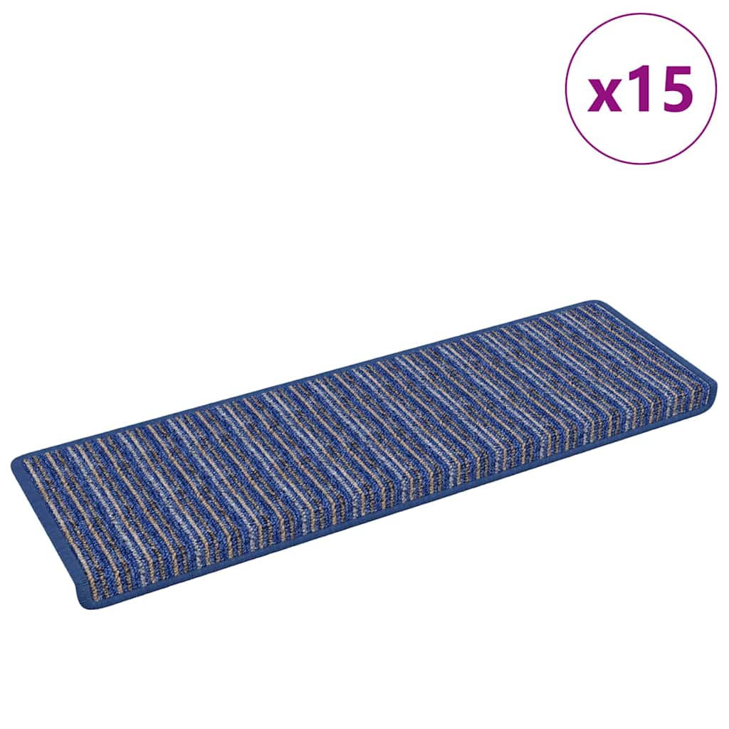 Vidaxl zelfklevende trapmatten gestreept 15 pcs blauw 65 x 21 x 4 cm