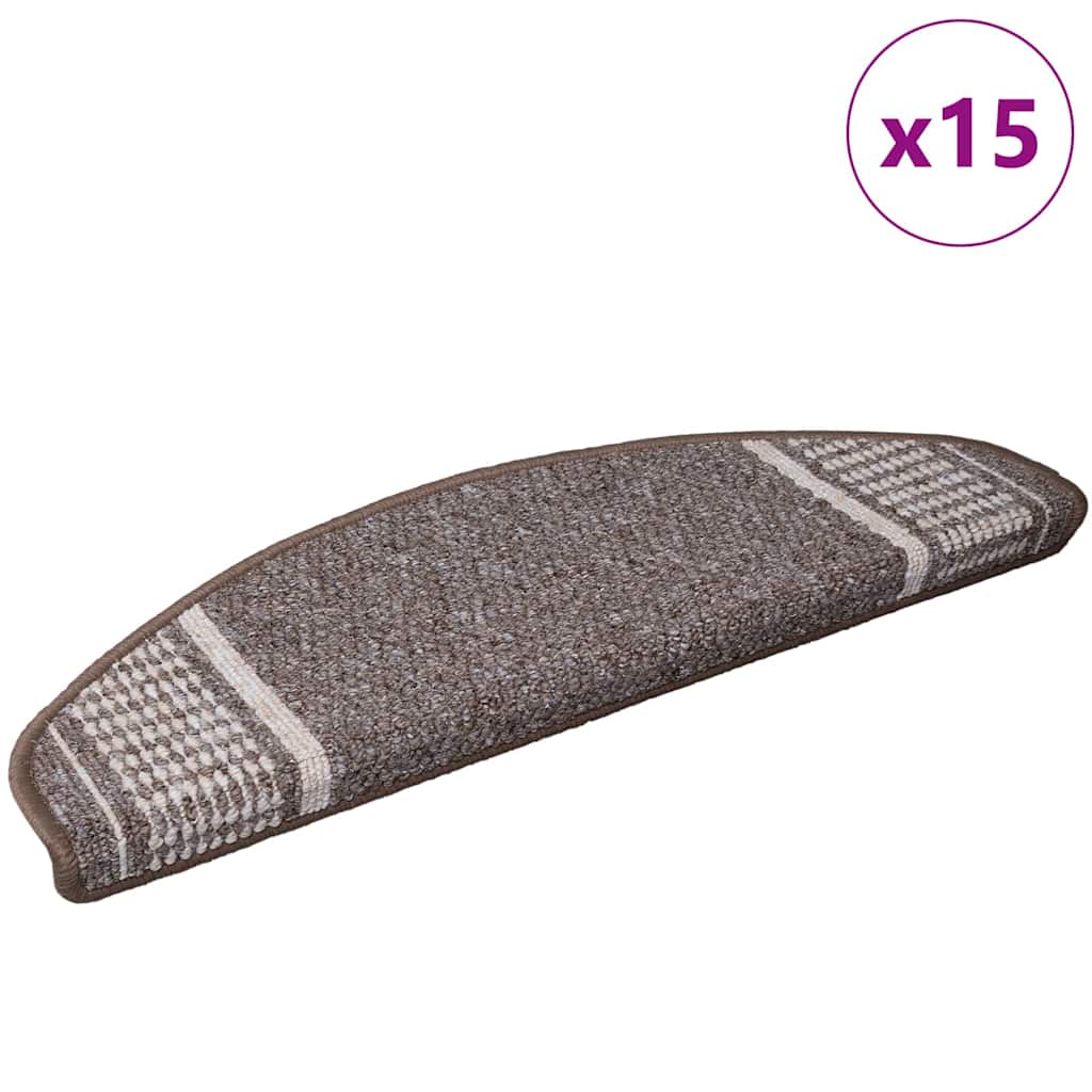 Vidaxl zelfklevende trapmatten halfrond 15 pcs bruin 65 x 21 x 4 cm