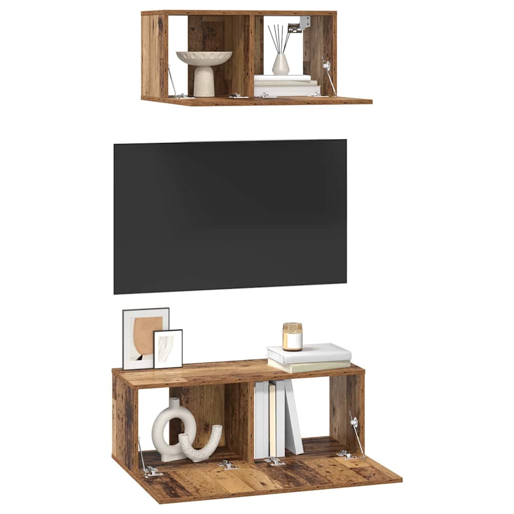 Vidaxl tv-meubelset 2 st oud hout bewerkt hout