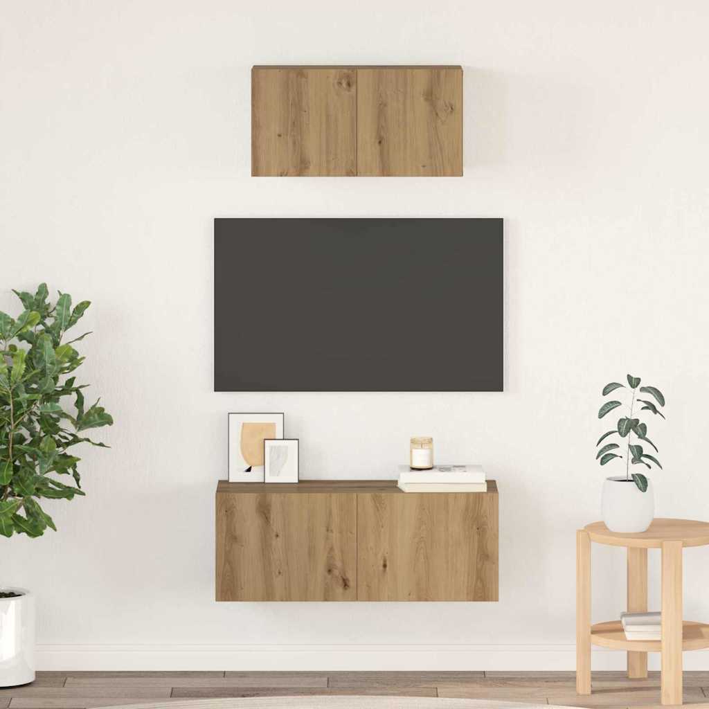 Vidaxl tv-meubelset 2 st artisan eiken bewerkt hout