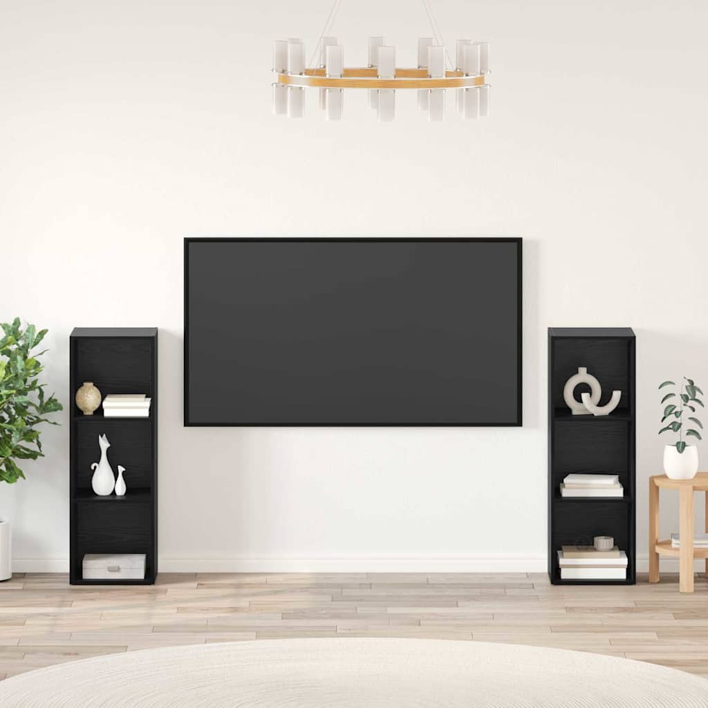 Vidaxl tv-meubelset 2 st zwart eiken bewerkt hout