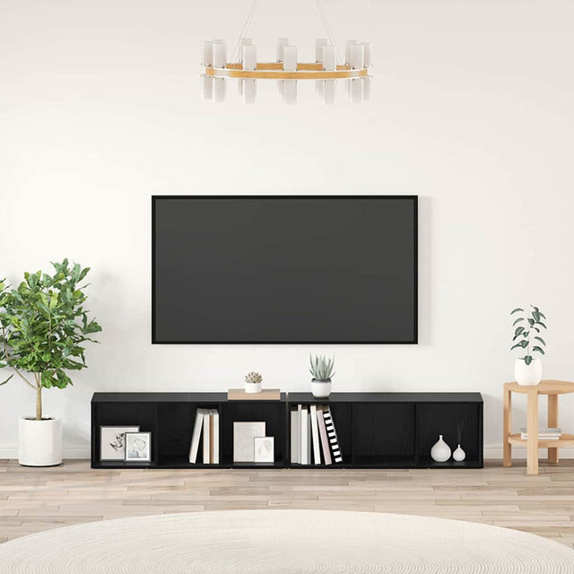 Vidaxl tv-meubelset 2 st zwart eiken bewerkt hout