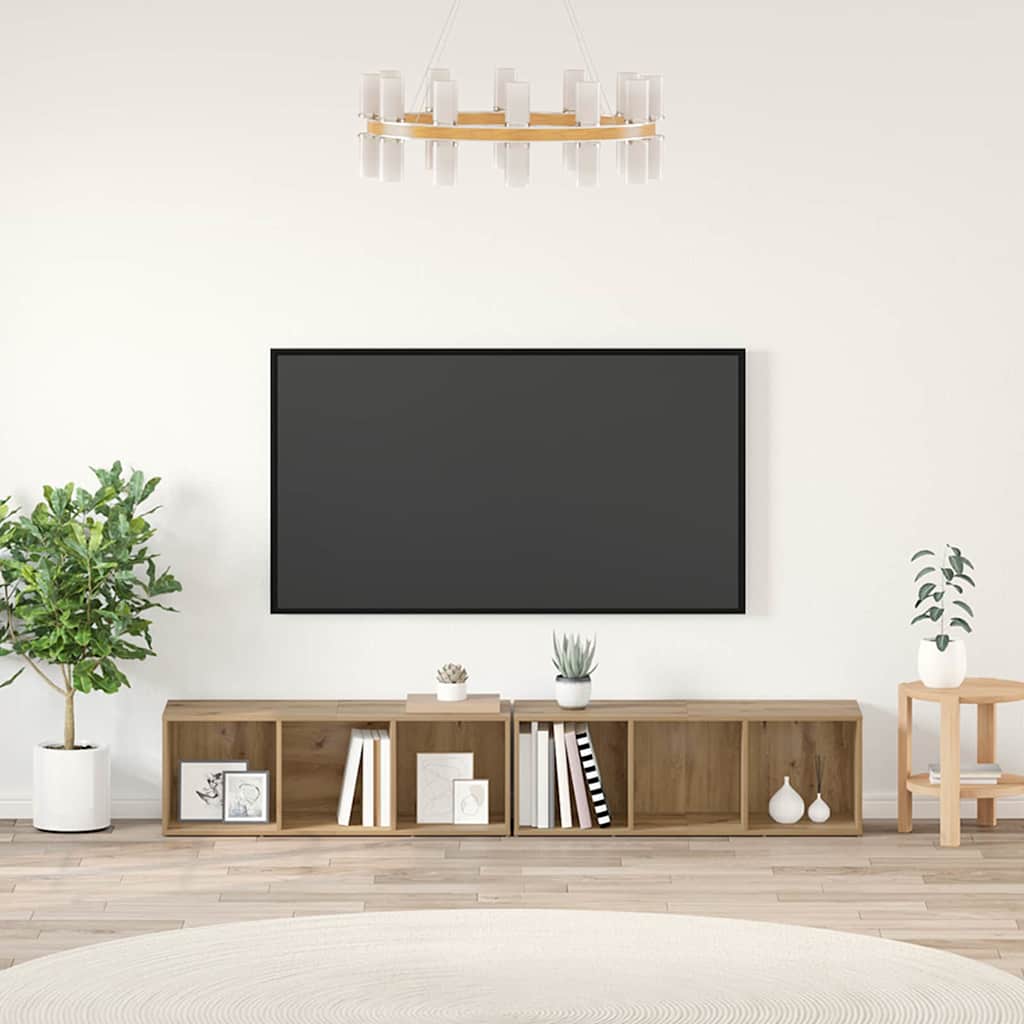 Vidaxl tv-meubelset 2 st artisan eiken bewerkt hout