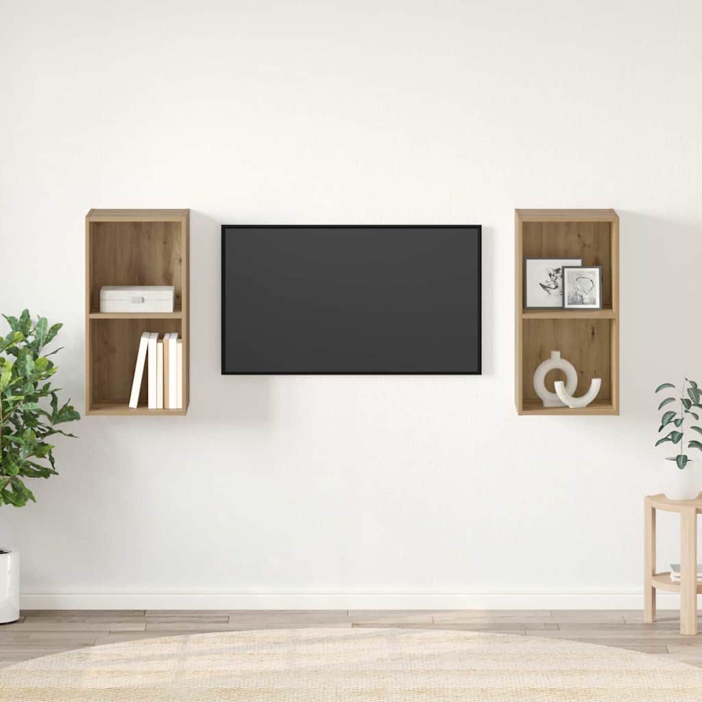 Vidaxl tv-meubelset 2 st artisan eiken bewerkt hout