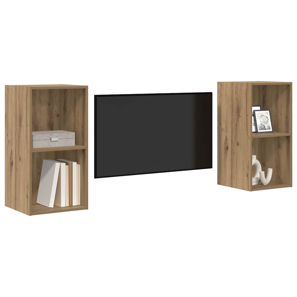 Vidaxl tv-meubelset 2 st artisan eiken bewerkt hout