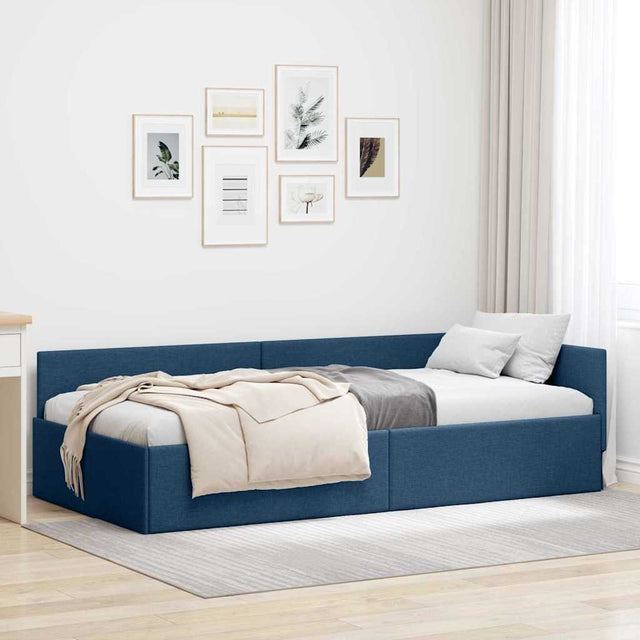 Vidaxl hoekbedframe blauw 80 x 200 cm stof