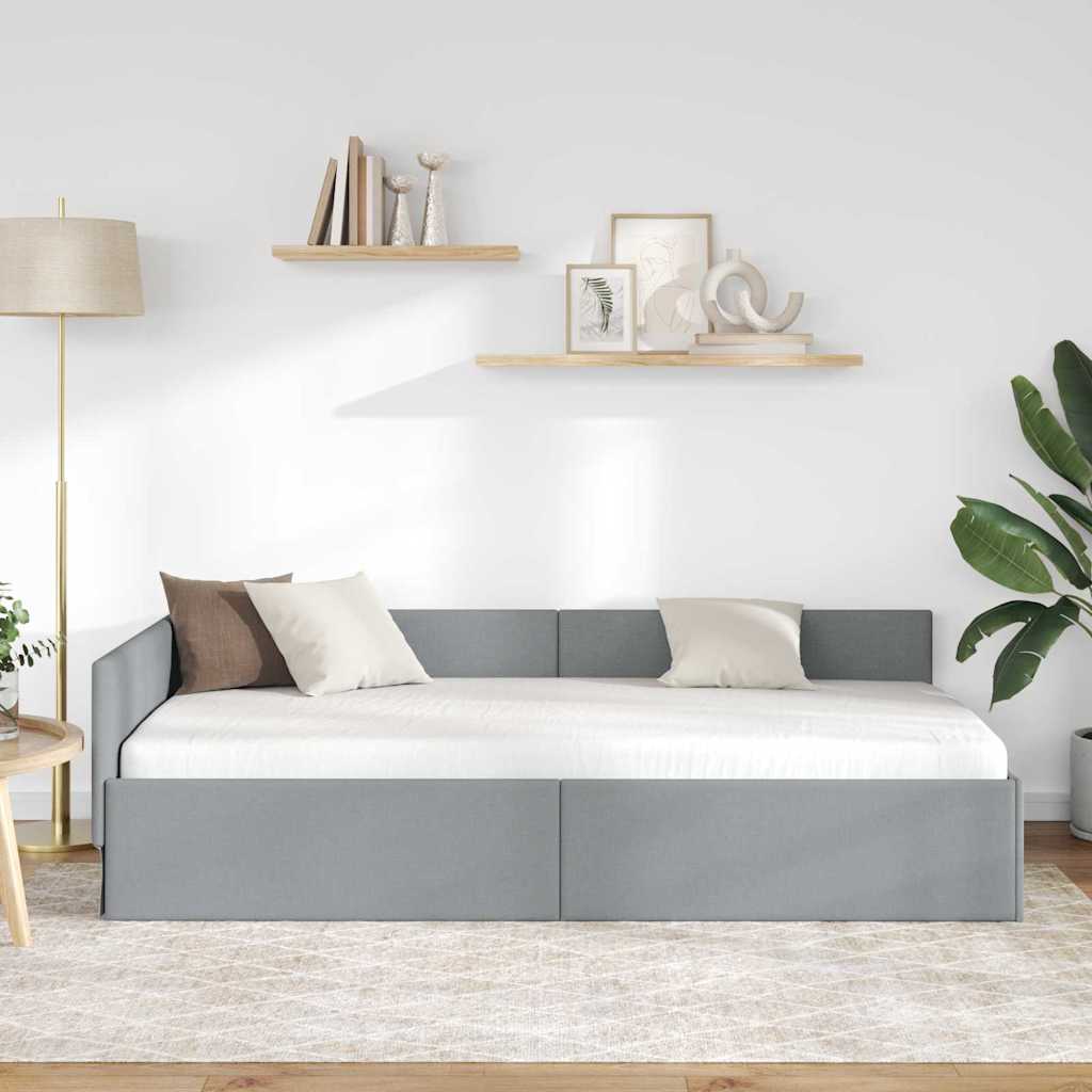 Vidaxl hoekbedframe lichtgrijs 90 x 190 cm stof