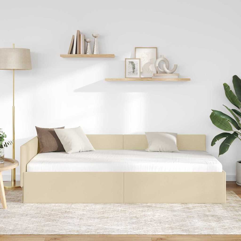 Vidaxl hoekbedframe crème 90 x 200 cm stof