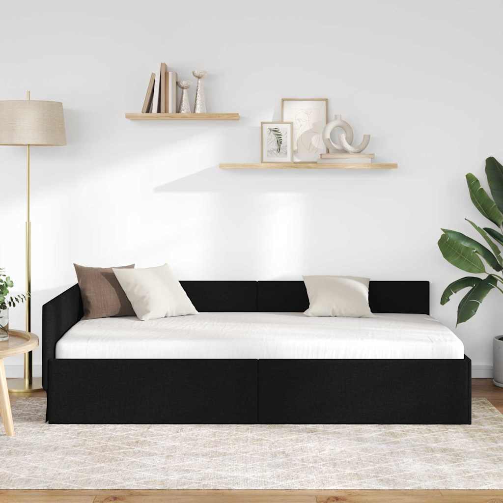 Vidaxl hoekbedframe met hoofdeinde zwart 100 cm x 200 cm stof