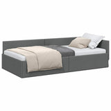 Vidaxl hoekbedframe donkergrijs 100 x 203 cm stof
