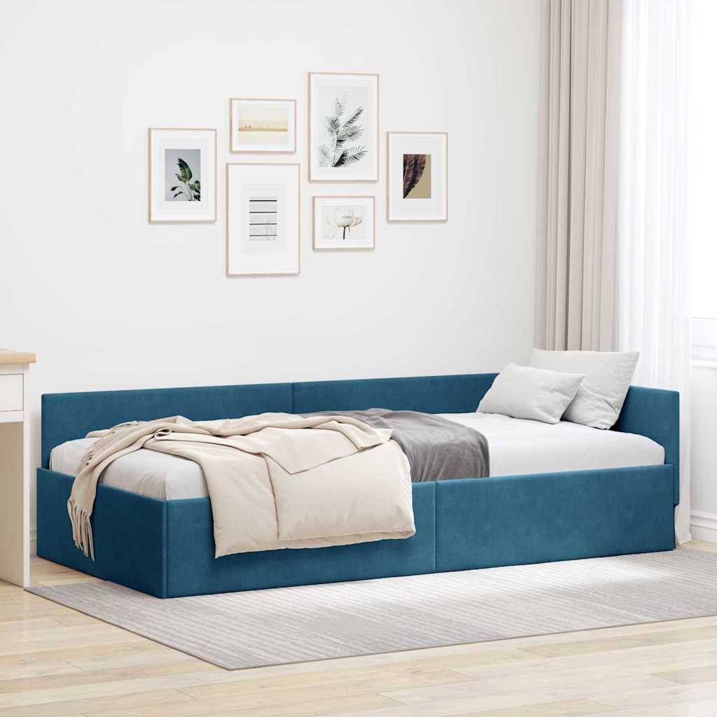 Vidaxl hoekbedframe blauw 80 x 200 cm fluweel
