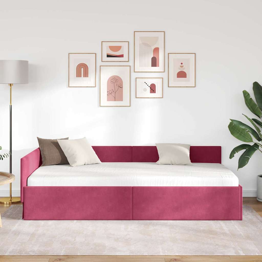Vidaxl hoekbedframe wijnrood 80 x 200 cm fluweel