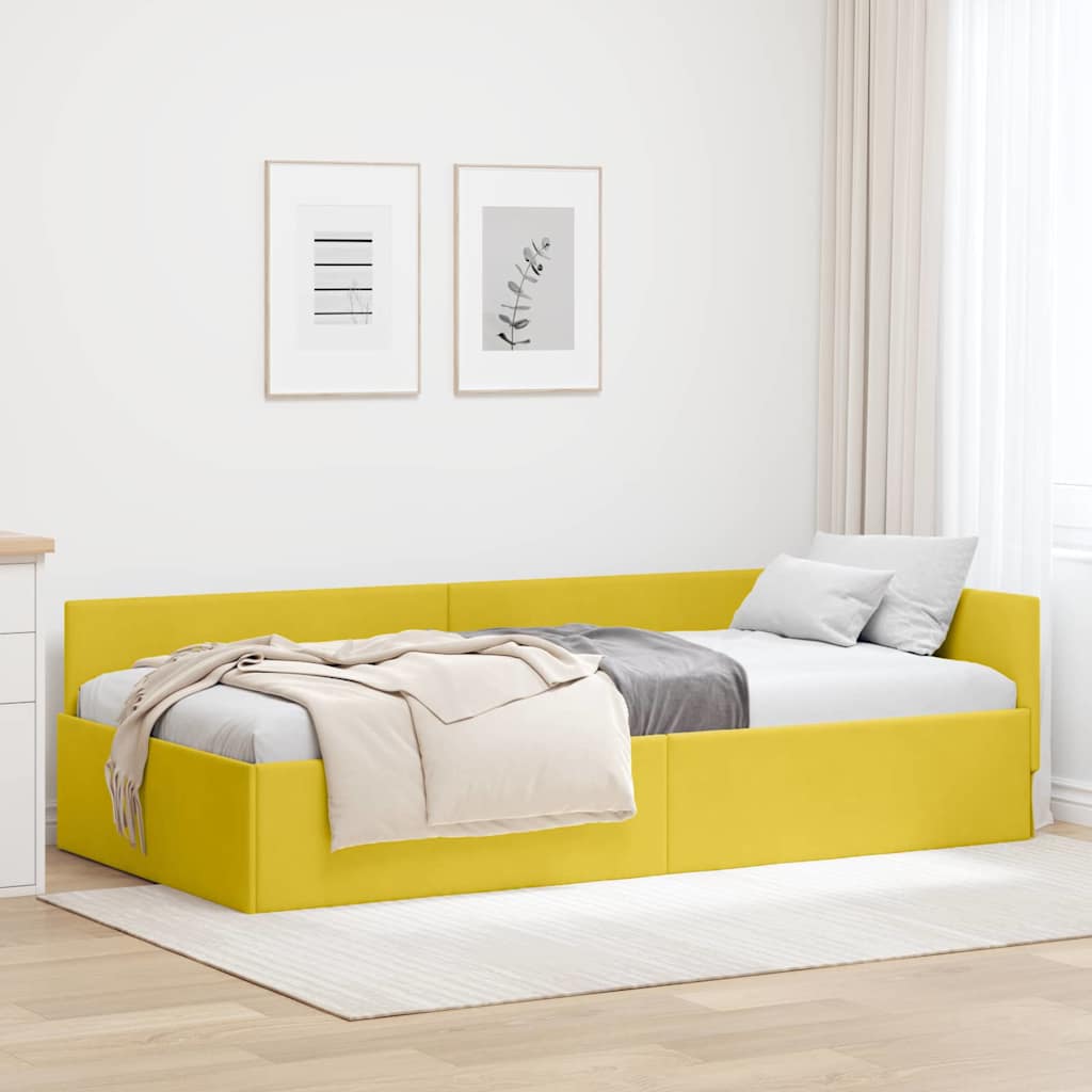 Vidaxl hoekbedframe geel 80 x 200 cm fluweel