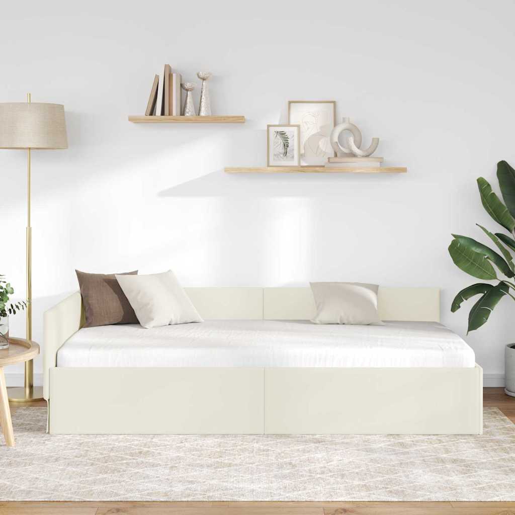 Vidaxl hoekbedframe crème 80 x 200 cm fluweel