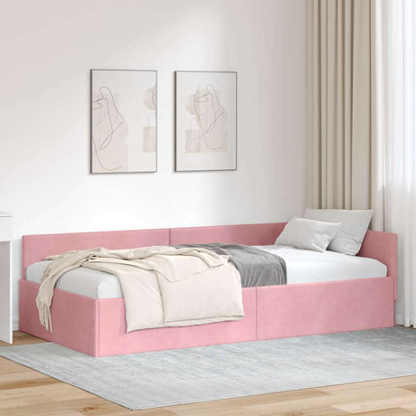 Vidaxl hoekbedframe roze 90 x 190 cm fluweel
