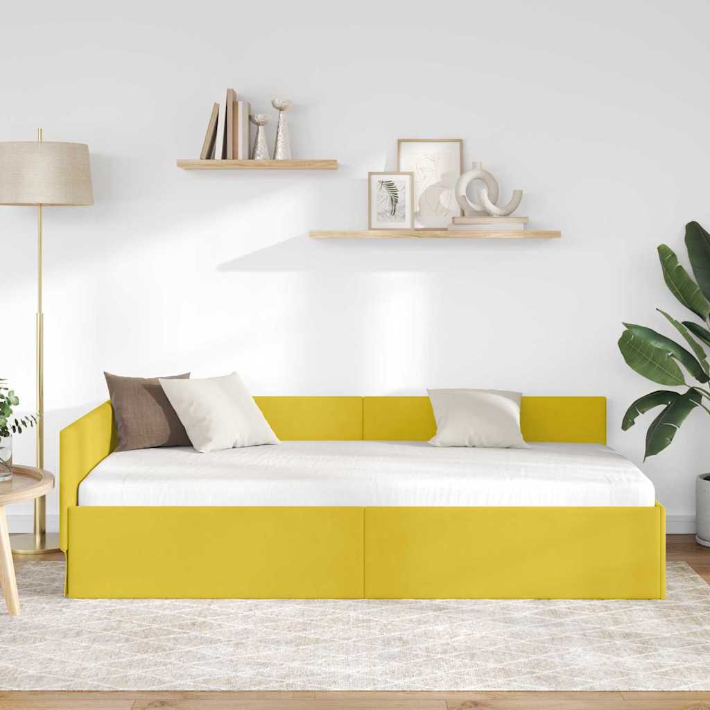 Vidaxl hoekbedframe geel 90 x 190 cm fluweel
