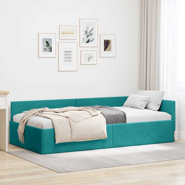 Vidaxl hoekbedframe turquoise 90 x 190 cm fluweel