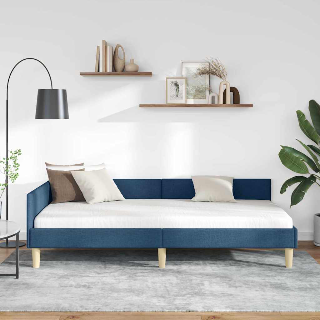 Vidaxl hoekbedframe blauw 80 x 200 cm stof