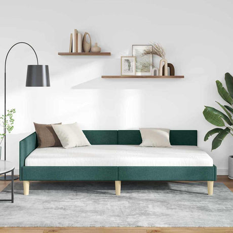 Vidaxl hoekbedframe donkergroen 90 x 190 cm stof