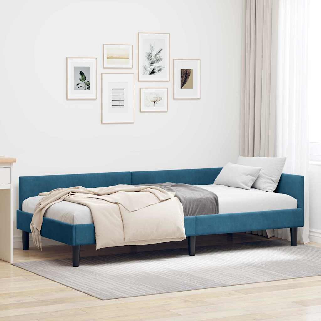 Vidaxl hoekbedframe blauw 80 x 200 cm fluweel