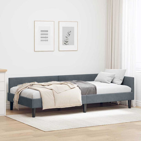Vidaxl hoekbedframe donkergrijs 80 x 200 cm fluweel