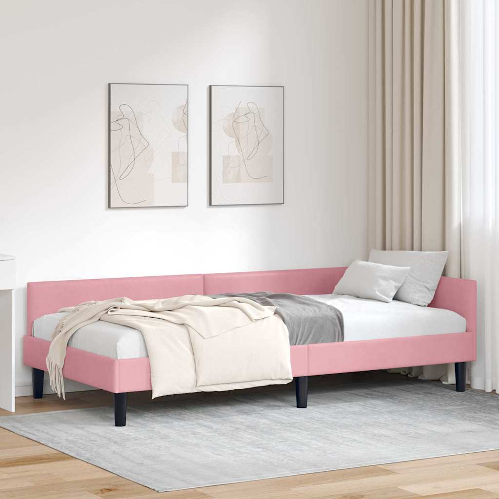 Vidaxl hoekbedframe roze 80 x 200 cm fluweel
