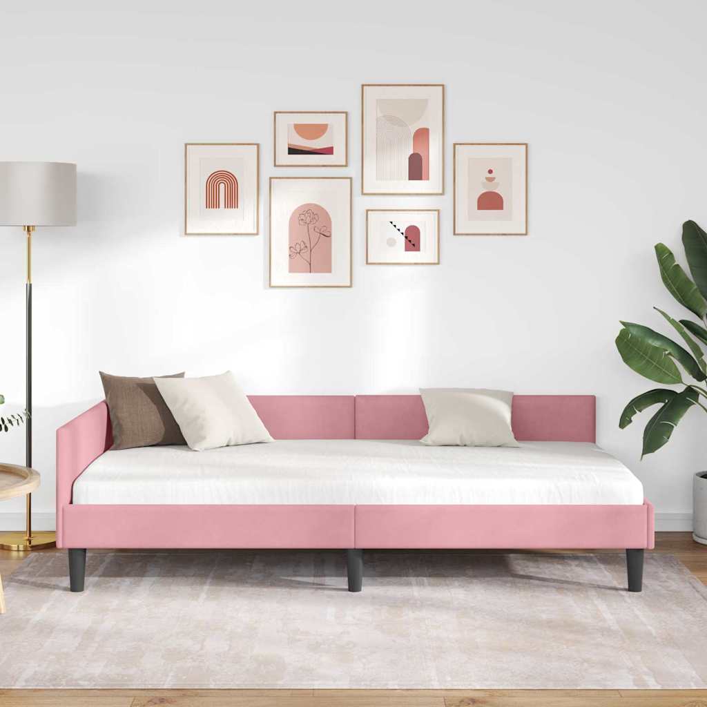 Vidaxl hoekbedframe roze 80 x 200 cm fluweel