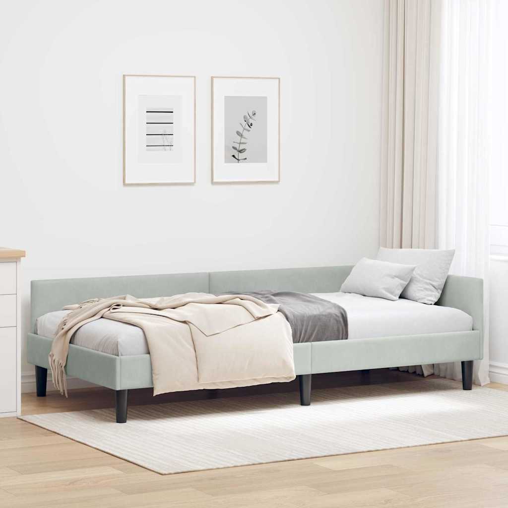 Vidaxl hoekbedframe lichtgrijs 90 x 190 cm fluweel