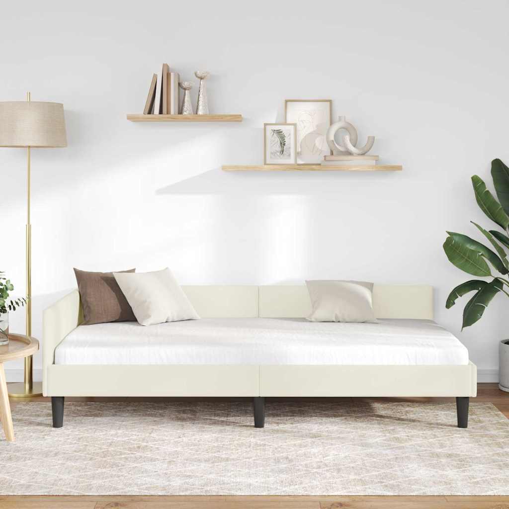 Vidaxl hoekbedframe crème 90 x 190 cm fluweel