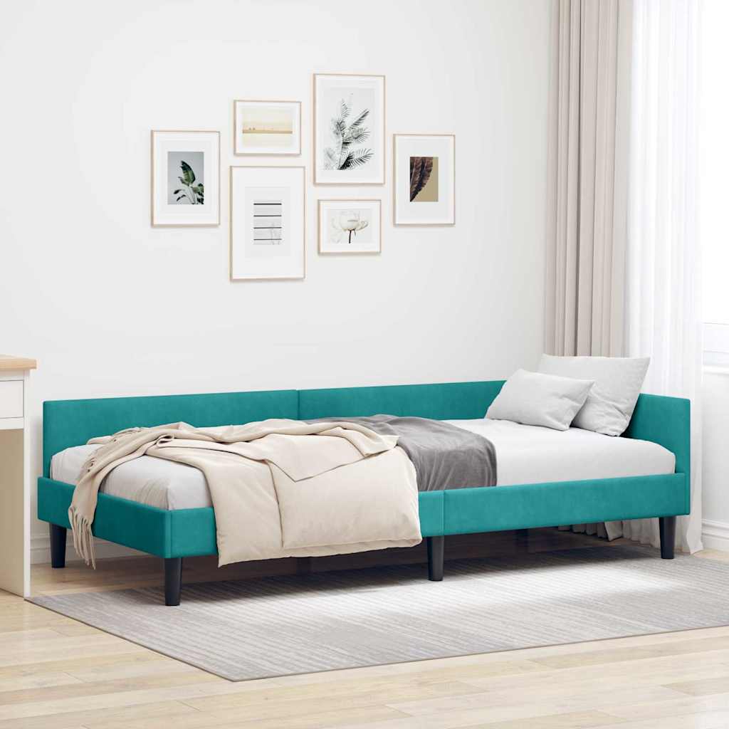 Vidaxl hoekbedframe turquoise 90 x 190 cm fluweel