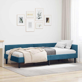 Vidaxl hoekbedframe blauw 90 x 200 cm fluweel
