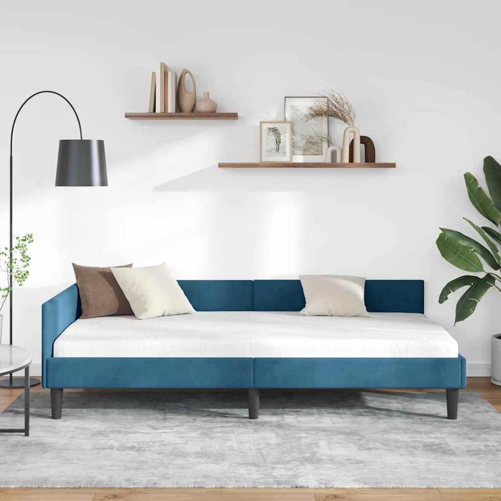Vidaxl hoekbedframe blauw 90 x 200 cm fluweel