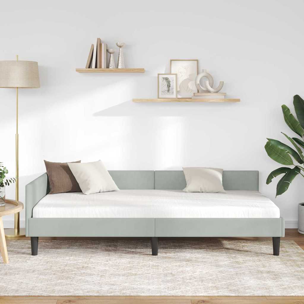 Vidaxl hoekbedframe lichtgrijs 90 x 200 cm fluweel