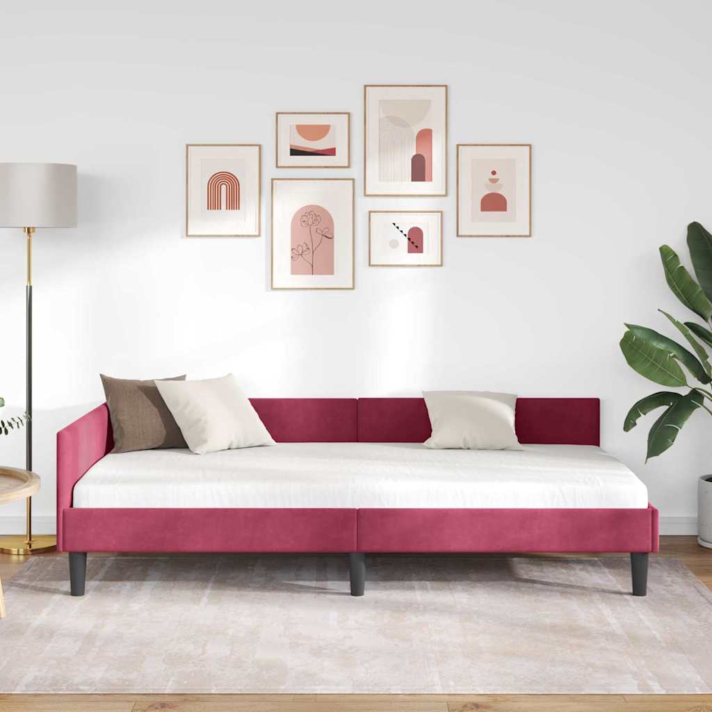 Vidaxl hoekbedframe wijnrood 90 x 200 cm fluweel