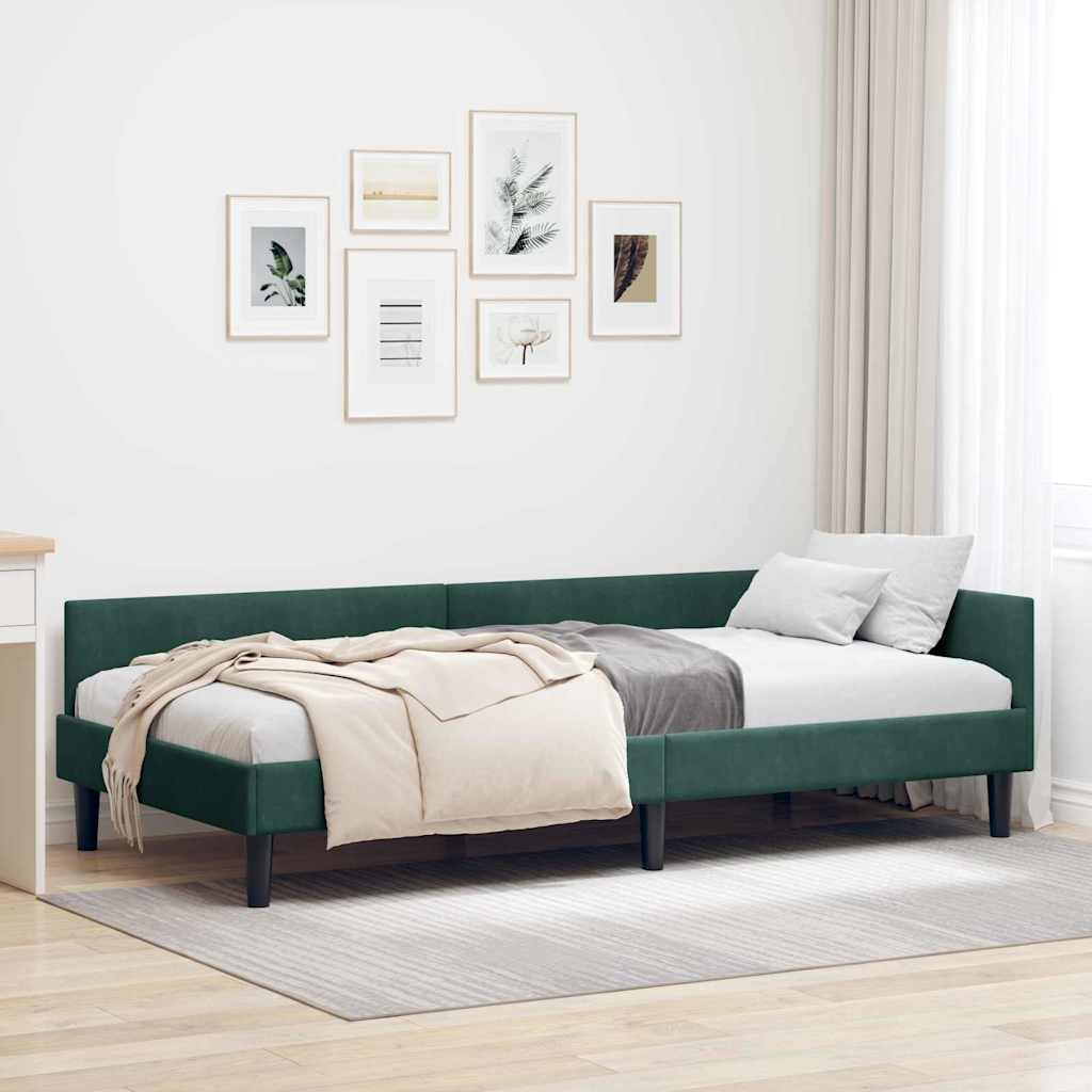 Vidaxl hoekbedframe donkergroen 100 x 200 cm fluweel